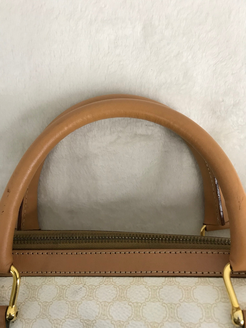 CELINE Macadam White Triomphe Handbag