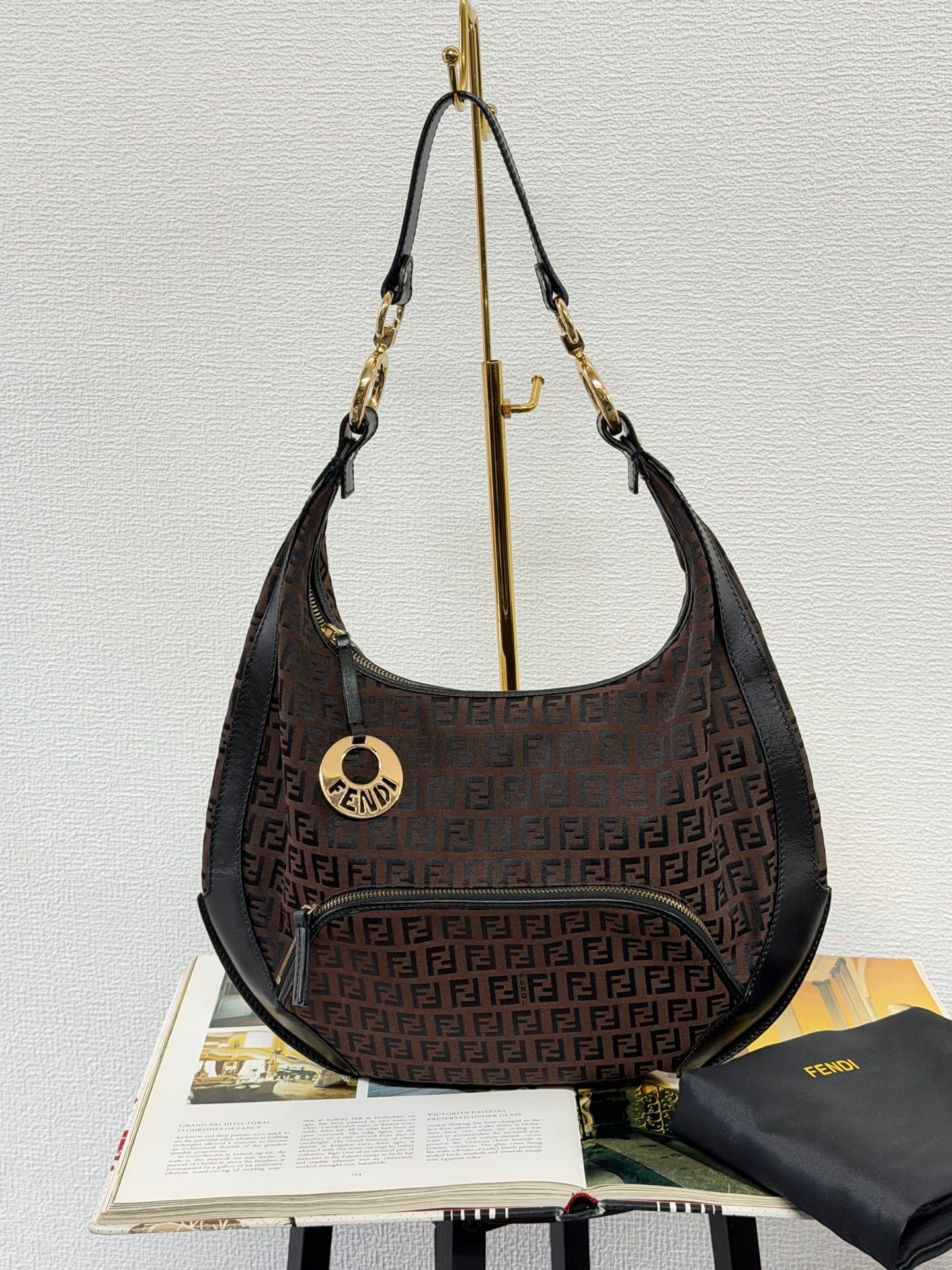FENDI Zuccacino Halfmoon Handbag