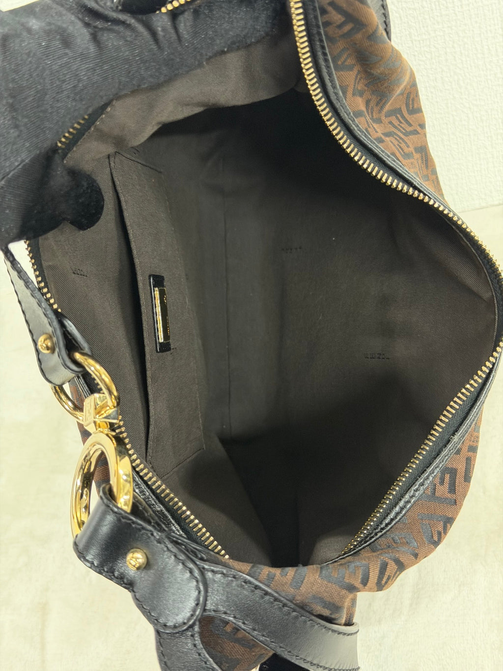 FENDI Zucchino Halfmoon Handbag