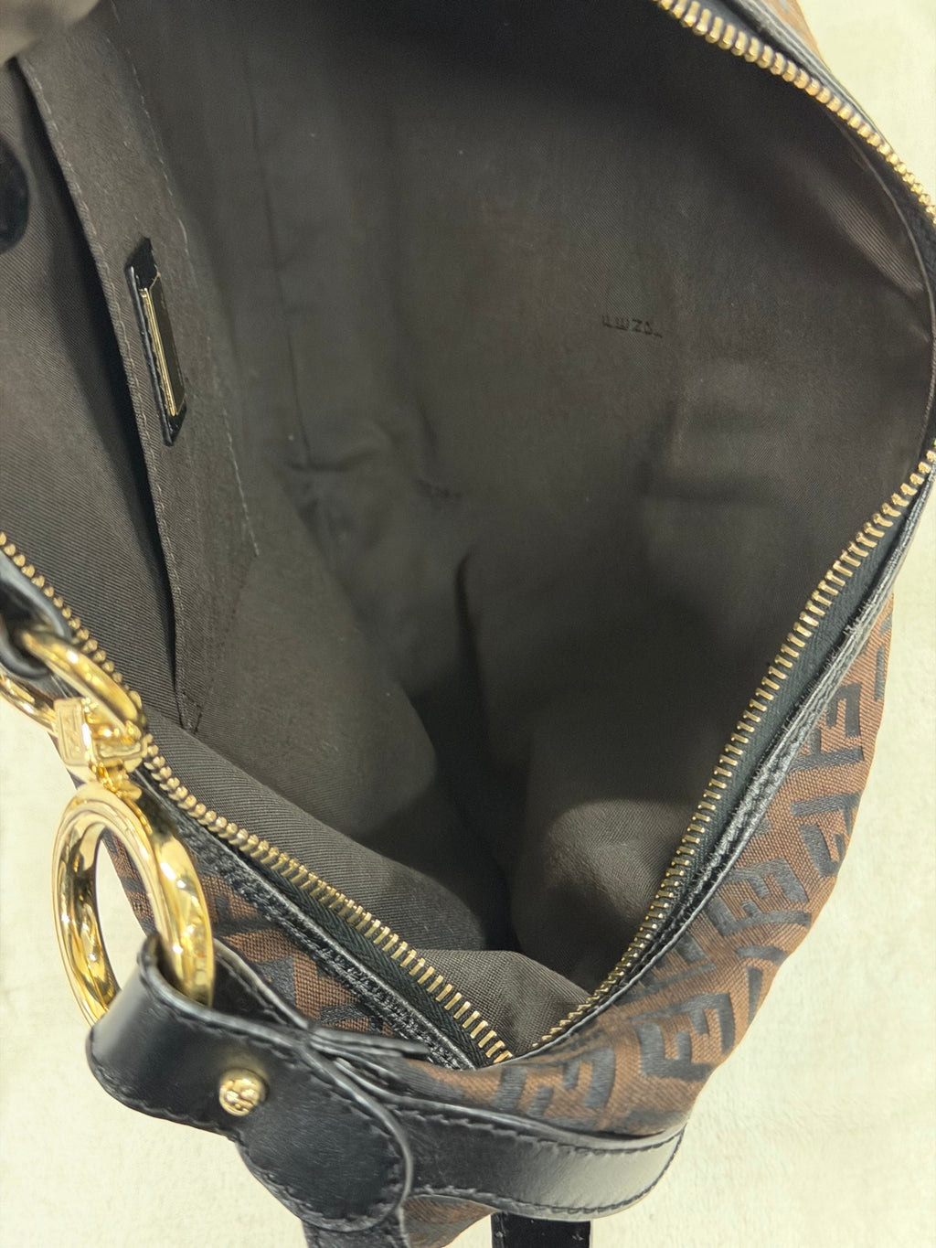 FENDI Zucchino Halfmoon Handbag
