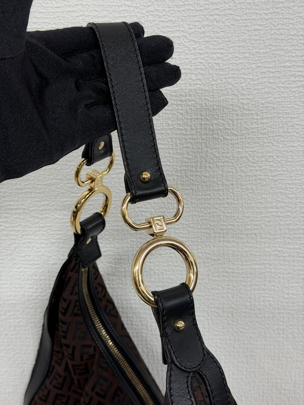 FENDI Zucchino Halfmoon Handbag