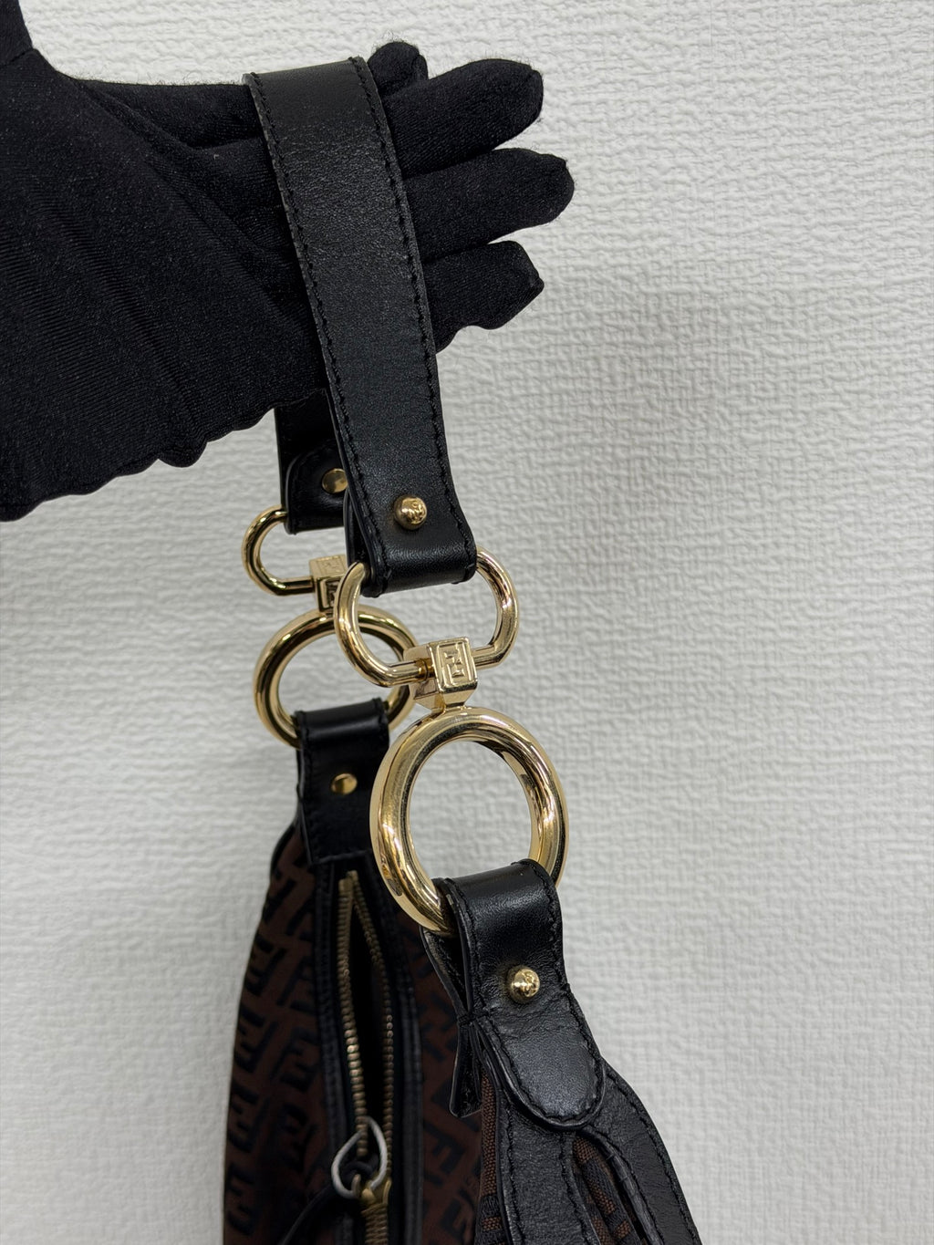 FENDI Zucchino Halfmoon Handbag