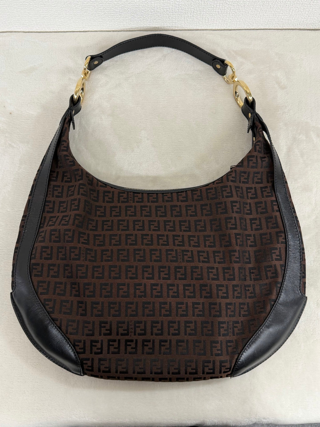 FENDI Zucchino Halfmoon Handbag