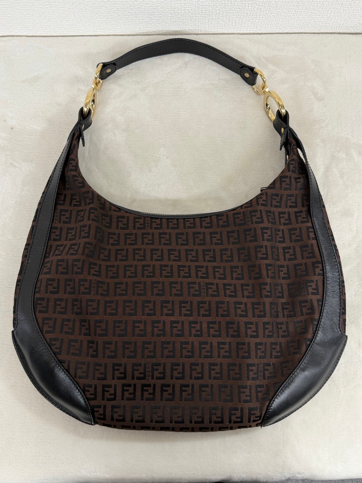 FENDI Zuccacino Halfmoon Handbag