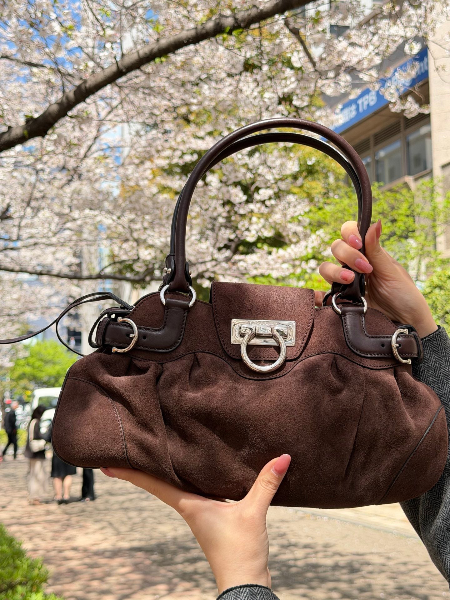 FERRAGAMO Suede Handbag