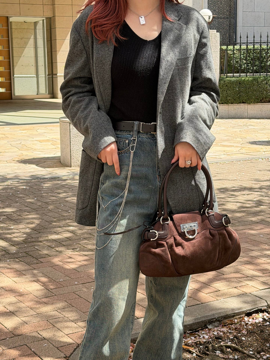FERRAGAMO Suede Handbag
