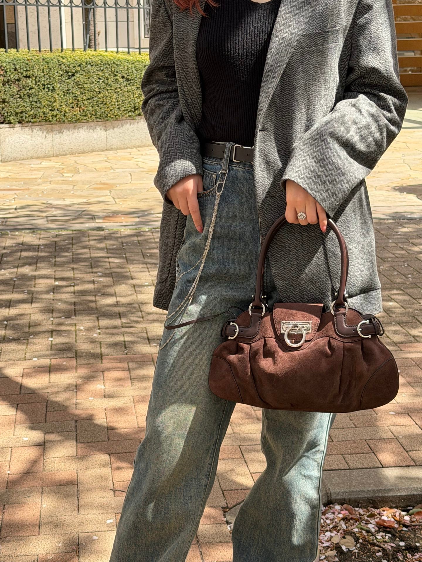 FERRAGAMO Suede Handbag