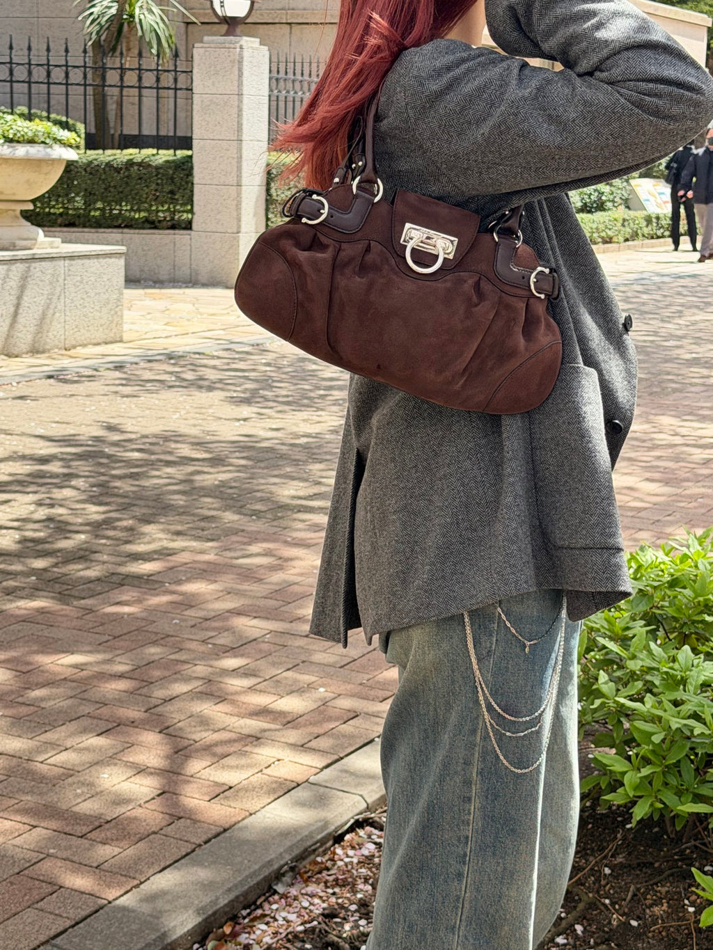 FERRAGAMO Suede Handbag