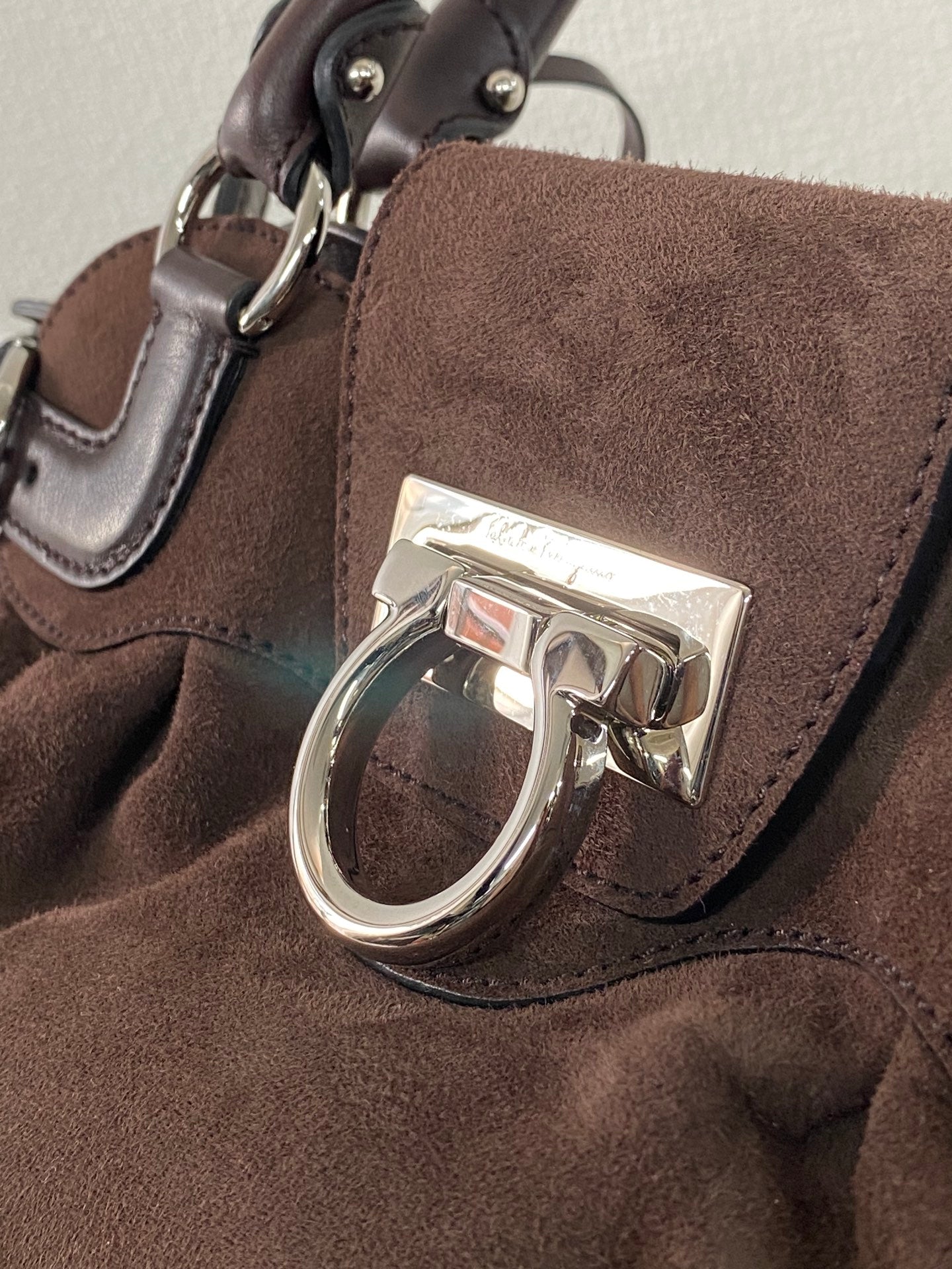FERRAGAMO Suede Handbag