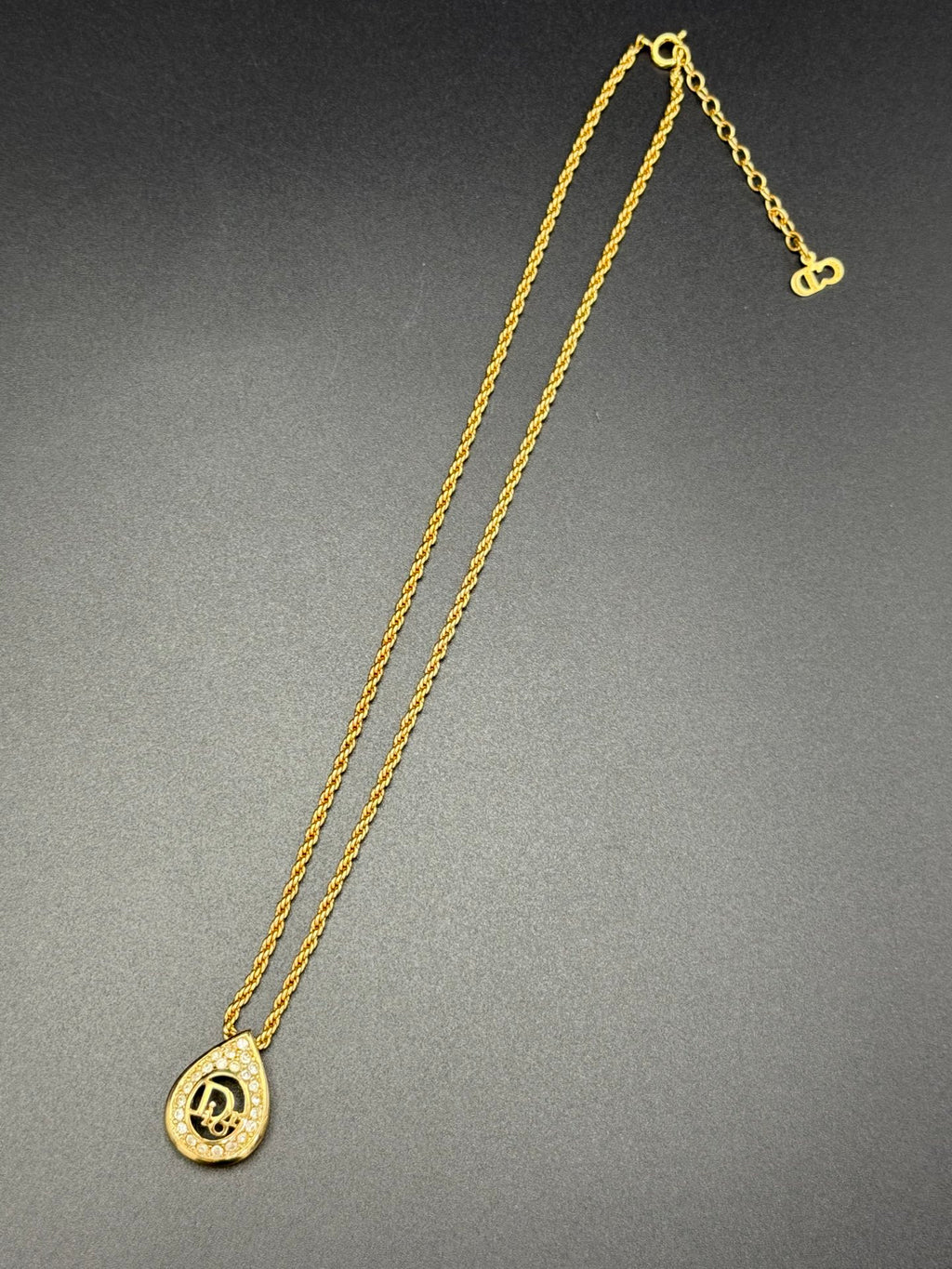 CHRISTIAN DIOR Logo Raindrop Necklace