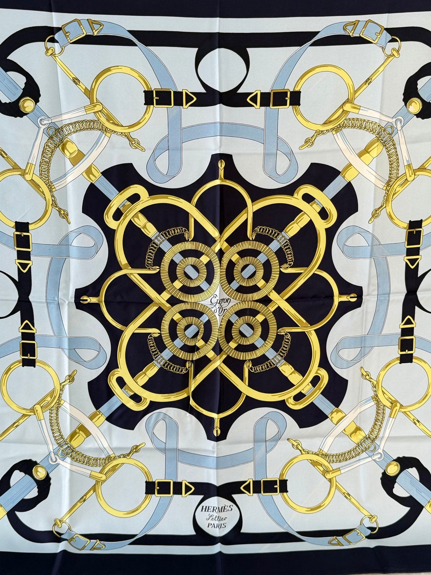 HERMES Eperon d'Or Silk Scarf 90'