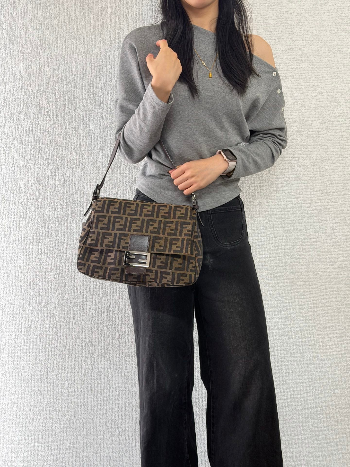 FENDI ZUCCA Baguette Handbag