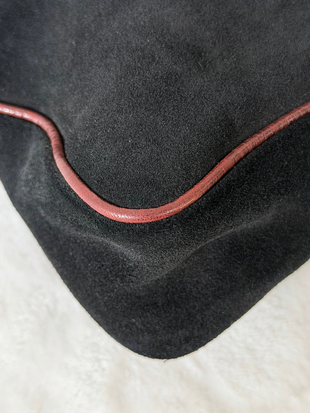 BALENCIAGA Le City studded leather-trimmed suede shoulder bag