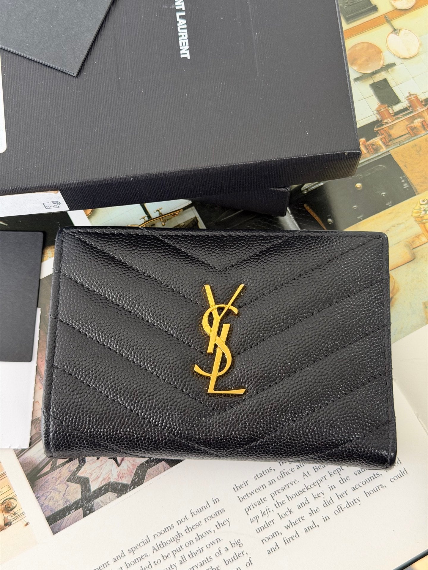 SAINT LAURENT Cassandre quilted textured-leather wallet