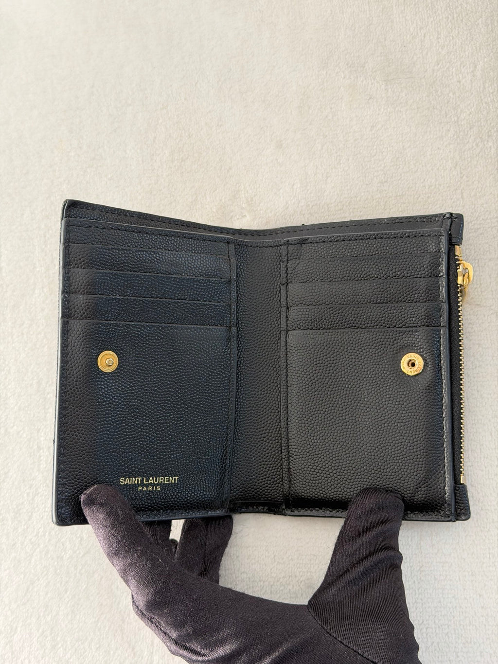 SAINT LAURENT Cassandre quilted textured-leather wallet