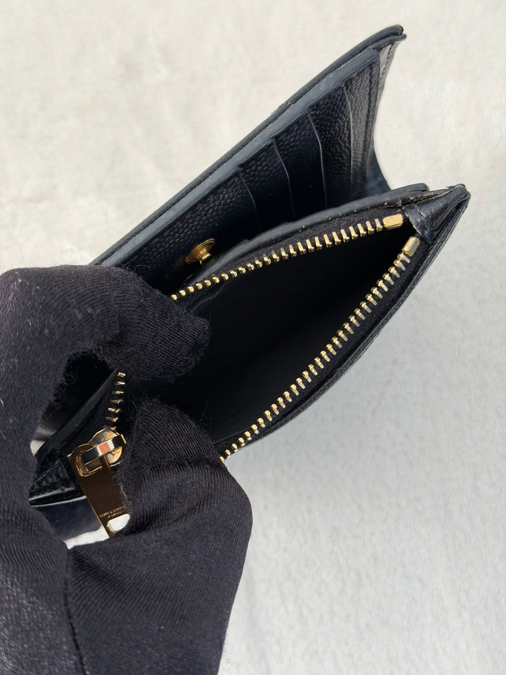 SAINT LAURENT Cassandre quilted textured-leather wallet
