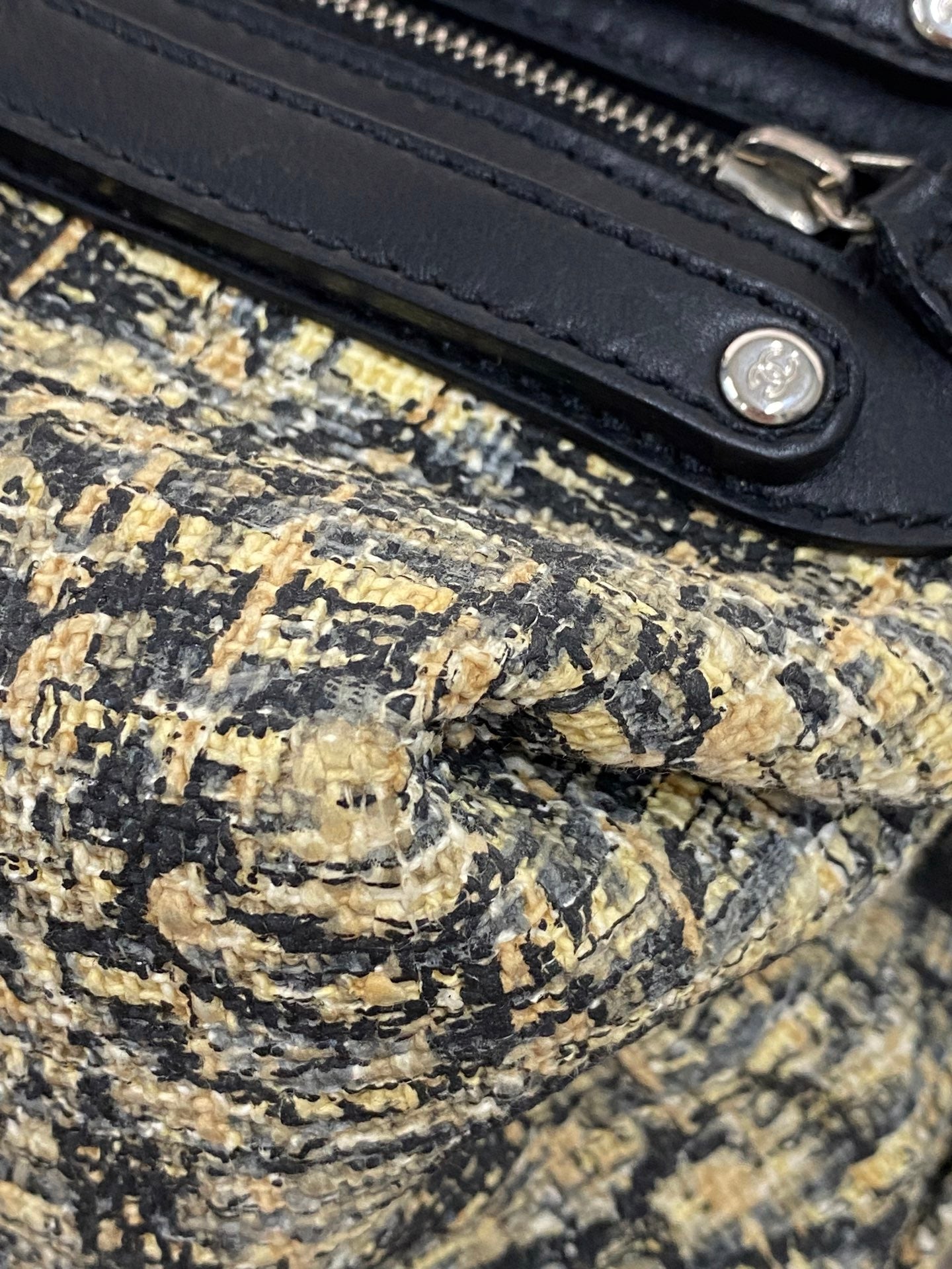 CHANEL Tweed Clover Duffle Handbag
