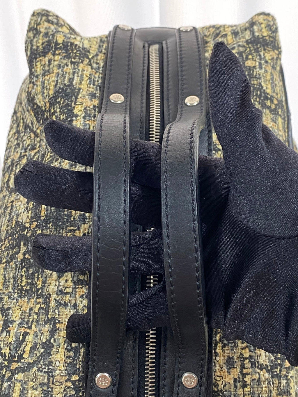 CHANEL Tweed Clover Duffle Handbag