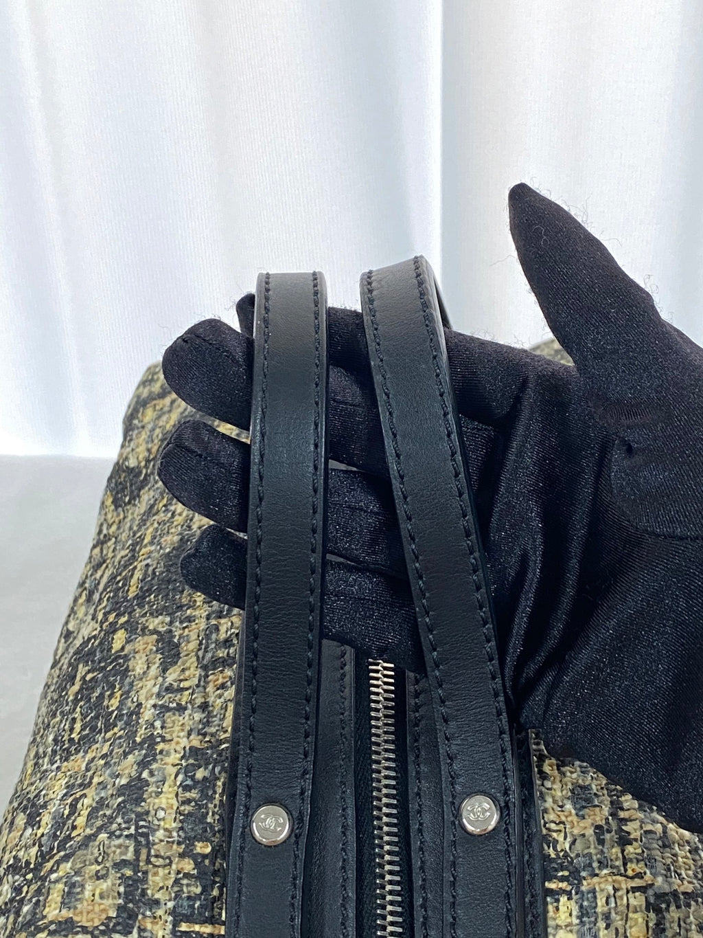 CHANEL Tweed Clover Duffle Handbag