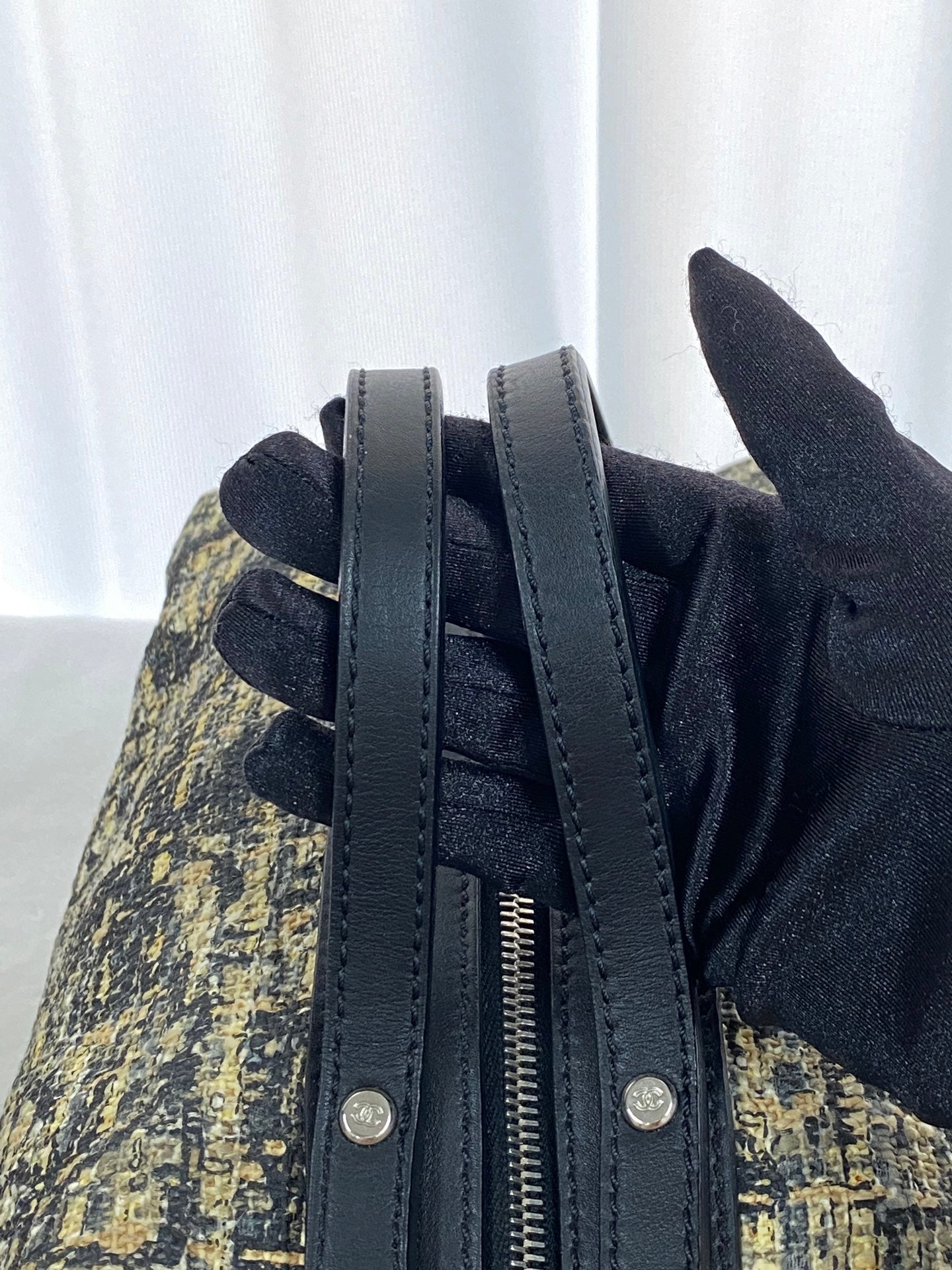 CHANEL Tweed Clover Duffle Handbag
