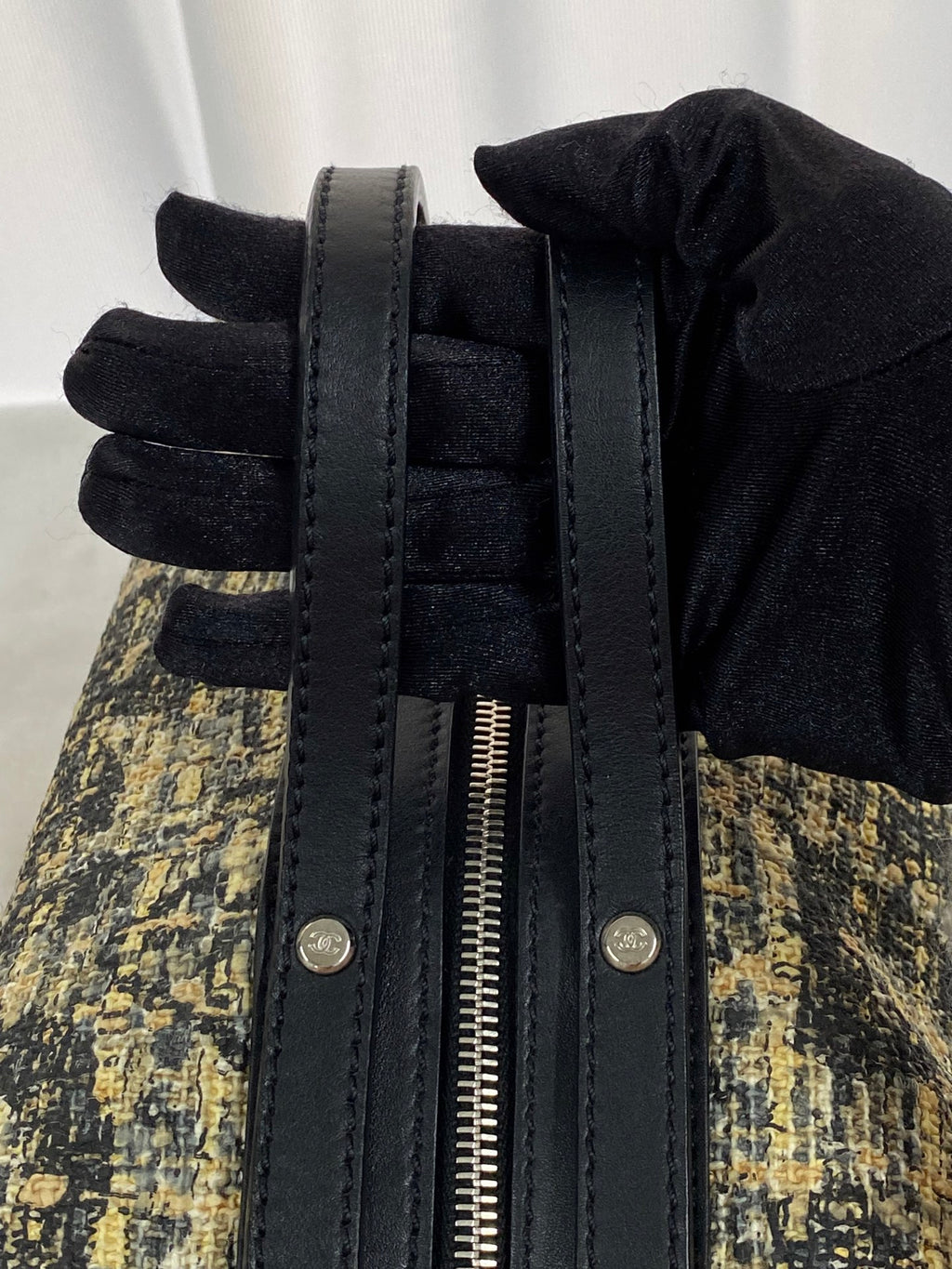 CHANEL Tweed Clover Duffle Handbag