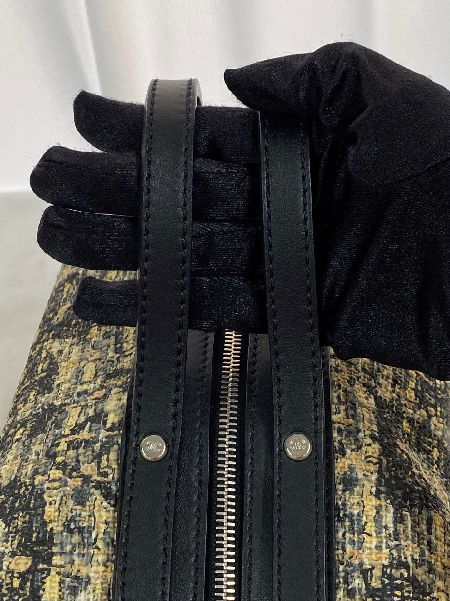 CHANEL Tweed Clover Duffle Handbag