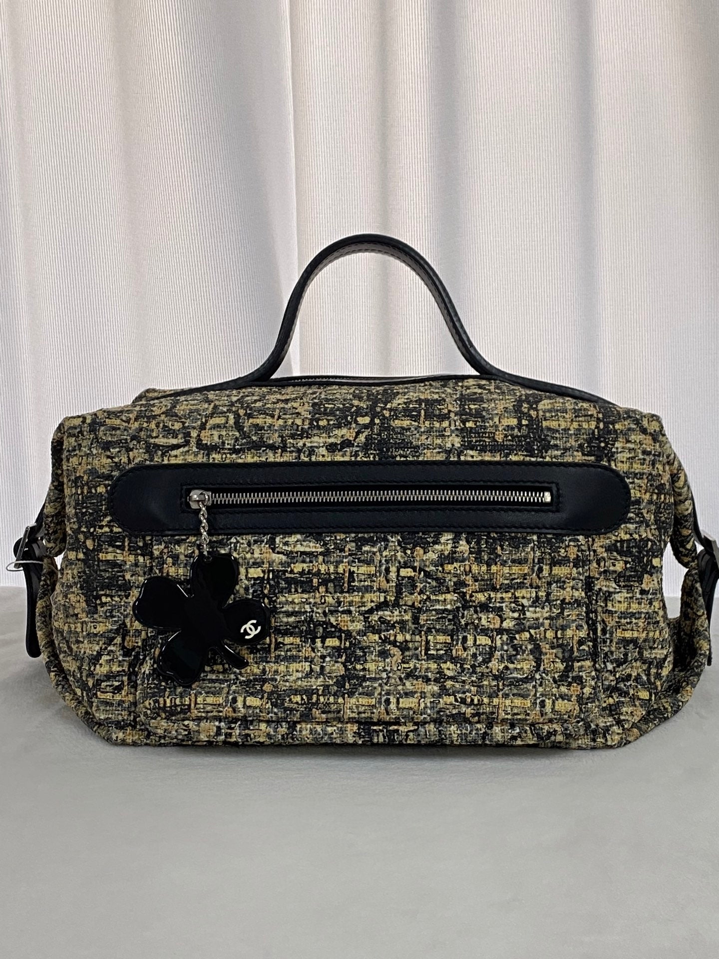 CHANEL Tweed Clover Duffle Handbag