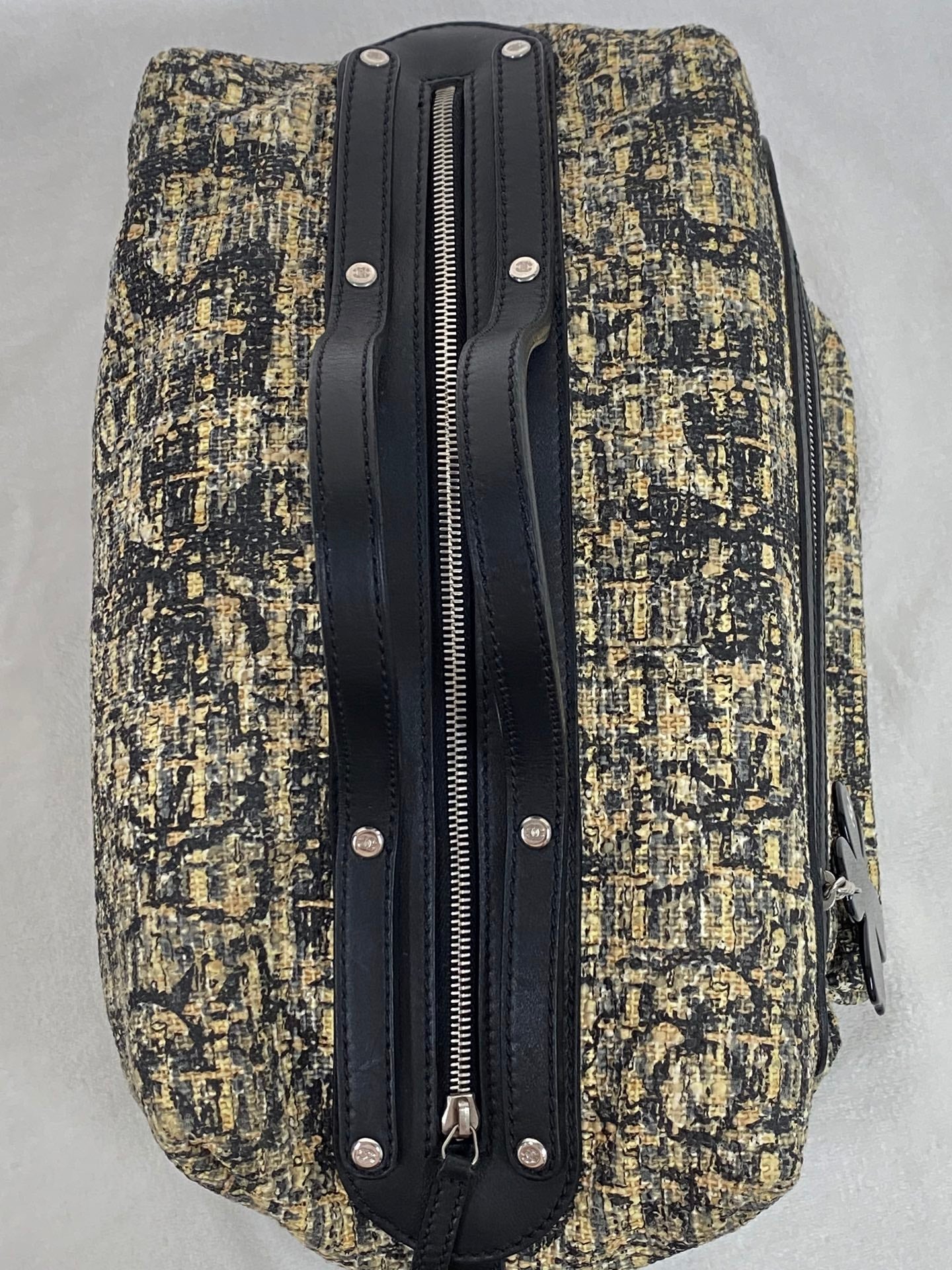 CHANEL Tweed Clover Duffle Handbag