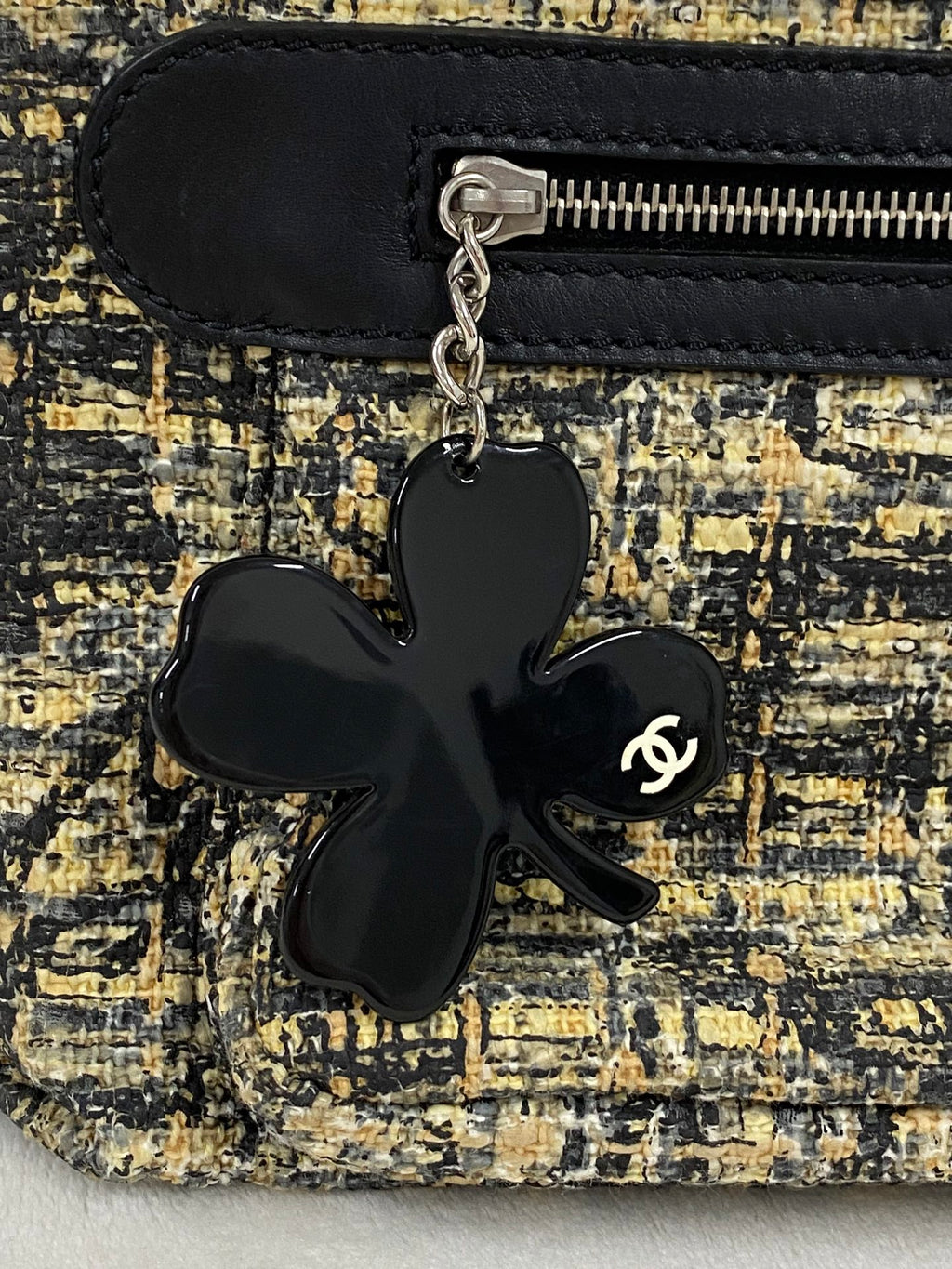 CHANEL Tweed Clover Duffle Handbag
