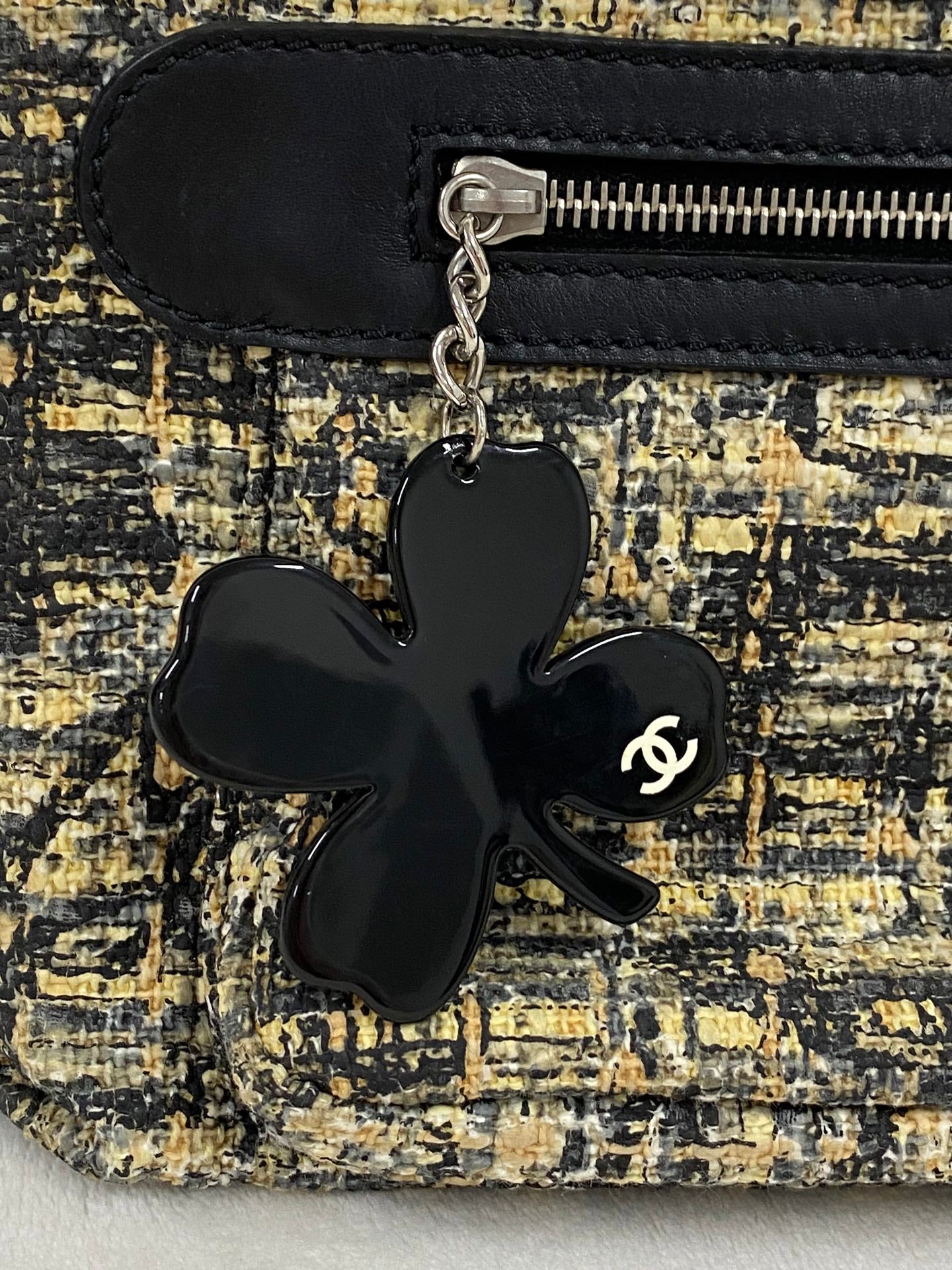 CHANEL Tweed Clover Duffle Handbag