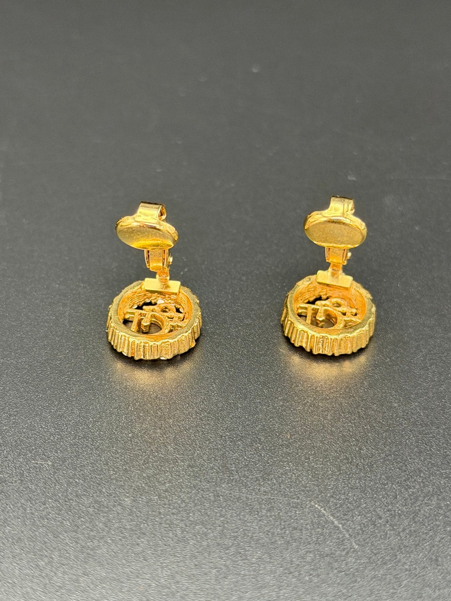 CHRISTIAN DIOR Logo Rhinestone Ear clips