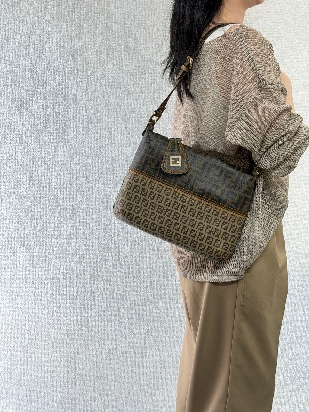 FENDI Zucchino Mixed Totebag