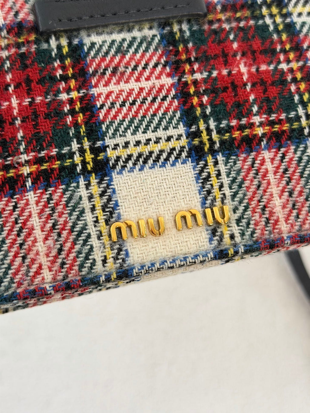 MIUMIU Jeweled Plaid Wool Crossbody /Belt bag