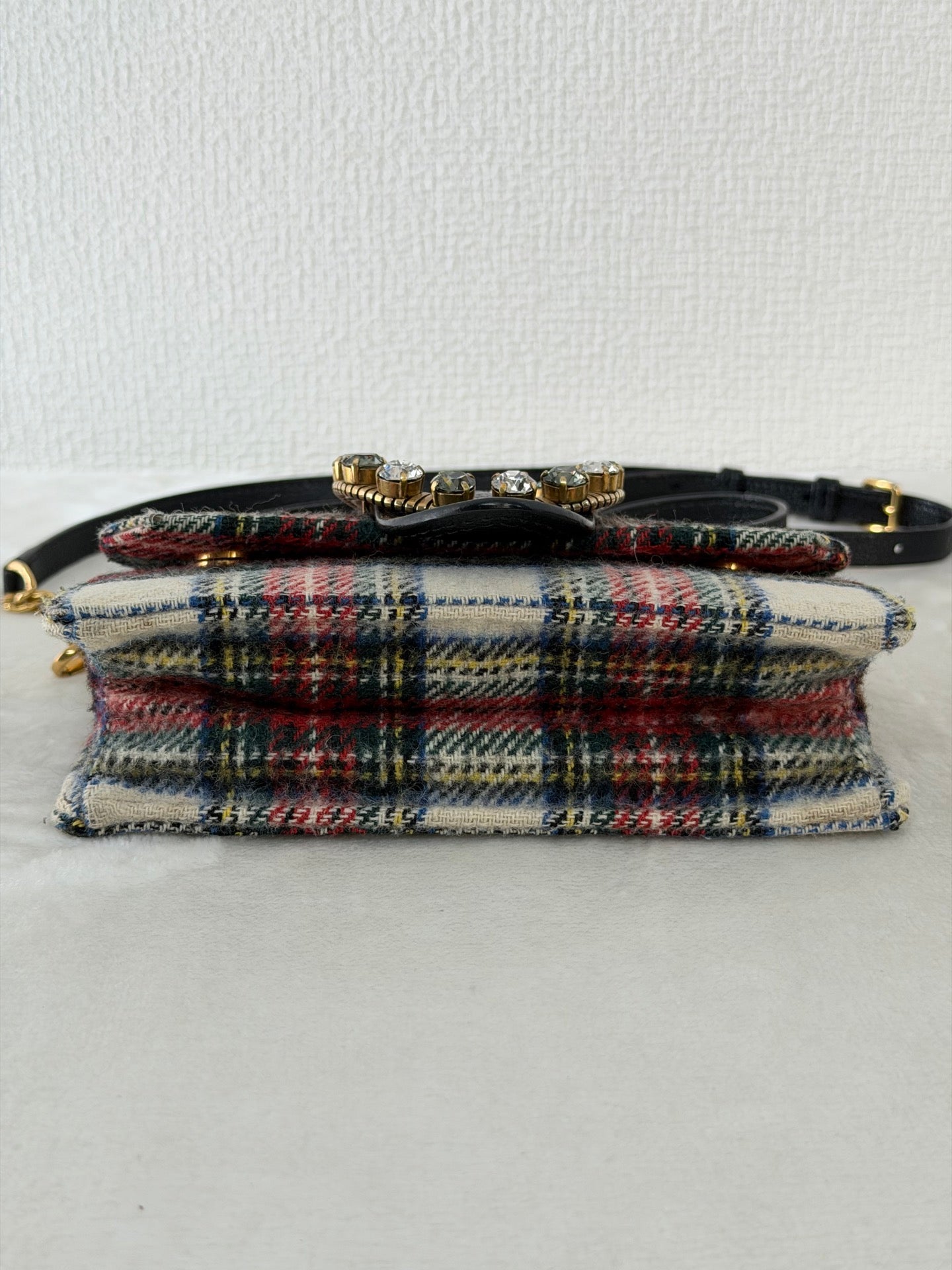 MIUMIU Jeweled Plaid Wool Crossbody /Belt bag