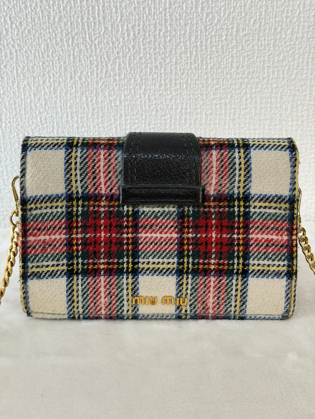 MIUMIU Jeweled Plaid Wool Crossbody /Belt bag