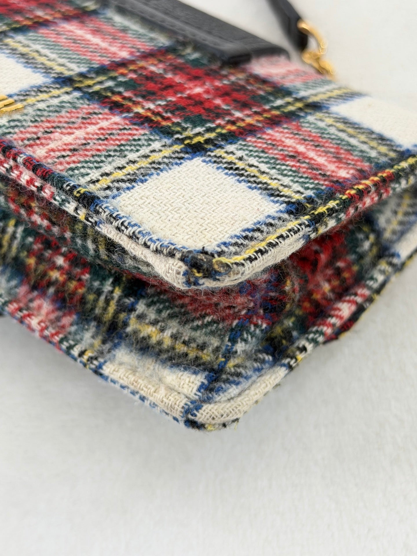 MIUMIU Jeweled Plaid Wool Crossbody /Belt bag