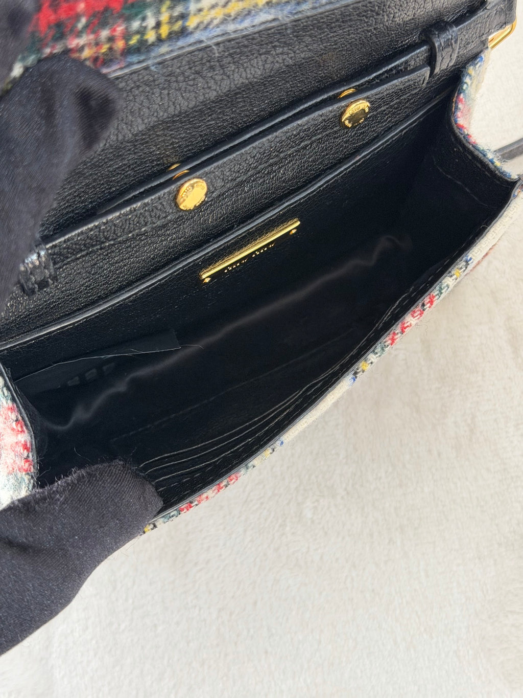 MIUMIU Jeweled Plaid Wool Crossbody /Belt bag
