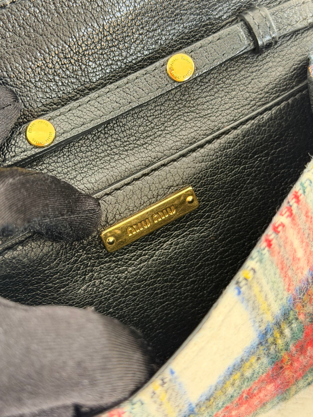MIUMIU Jeweled Plaid Wool Crossbody /Belt bag