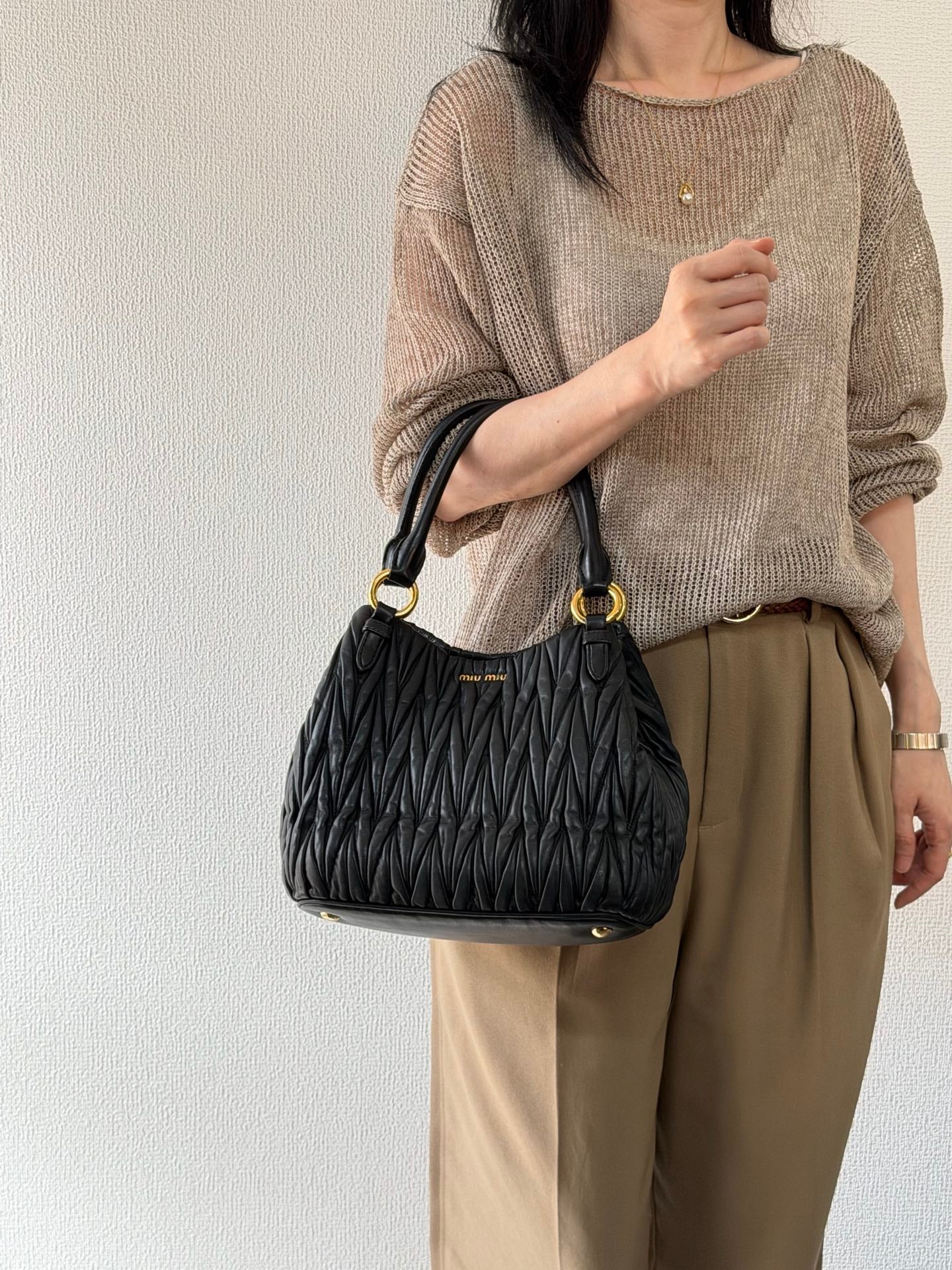 MIUMIU Matelasse Secchiello Bag Black