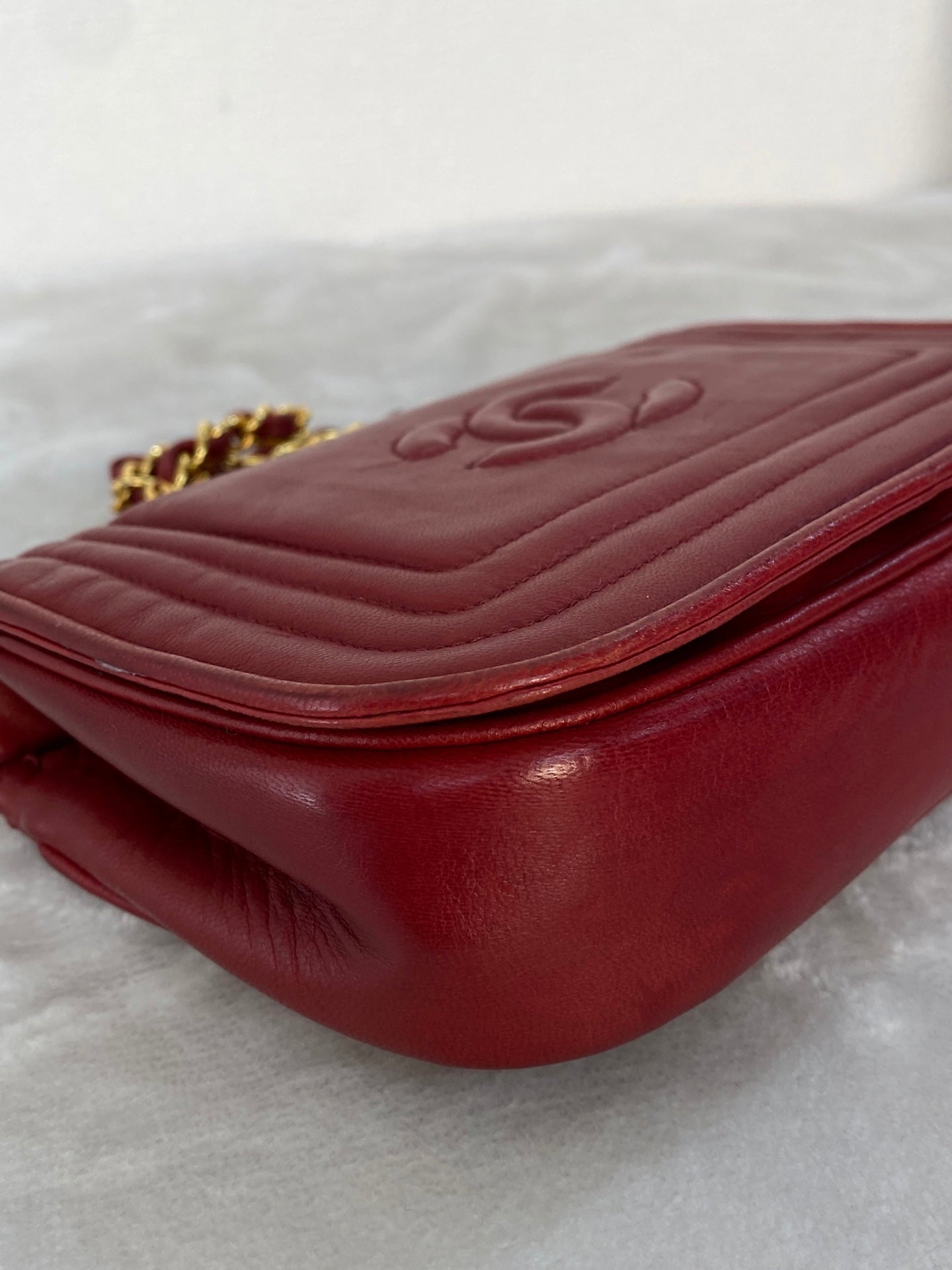 CHANEL Mini CC Chain Flap Bag -Red