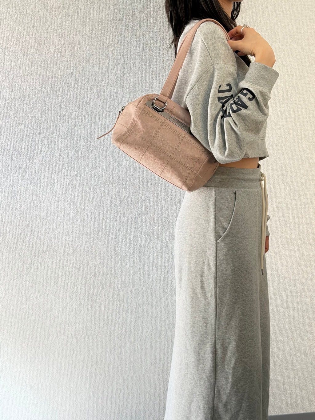 CHANEL Pink Leather Bowling Handbag