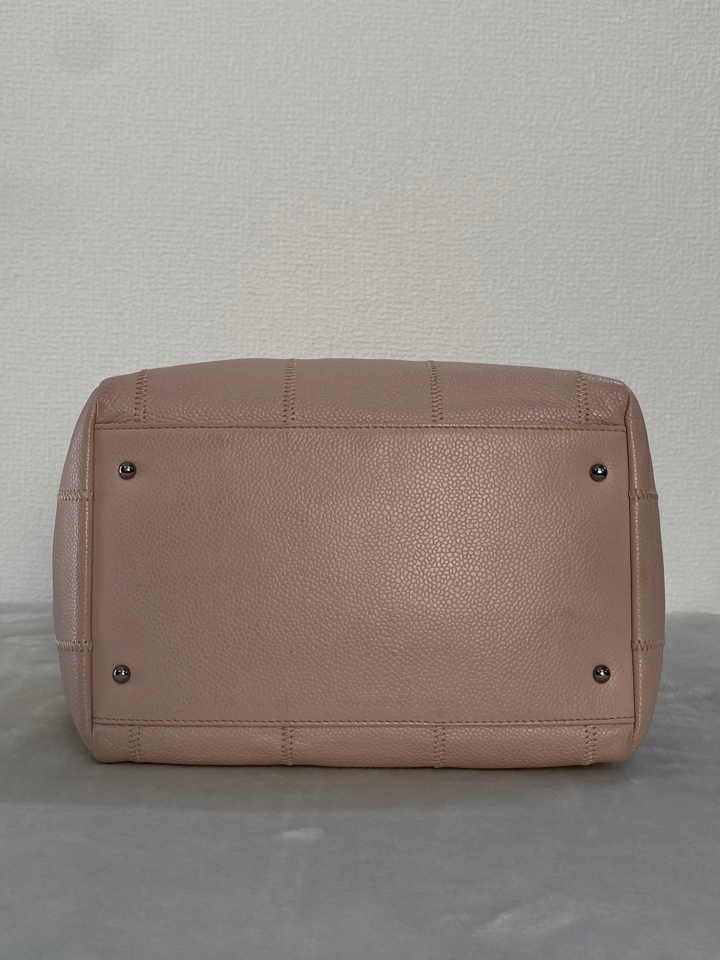 CHANEL Pink Leather Bowling Handbag