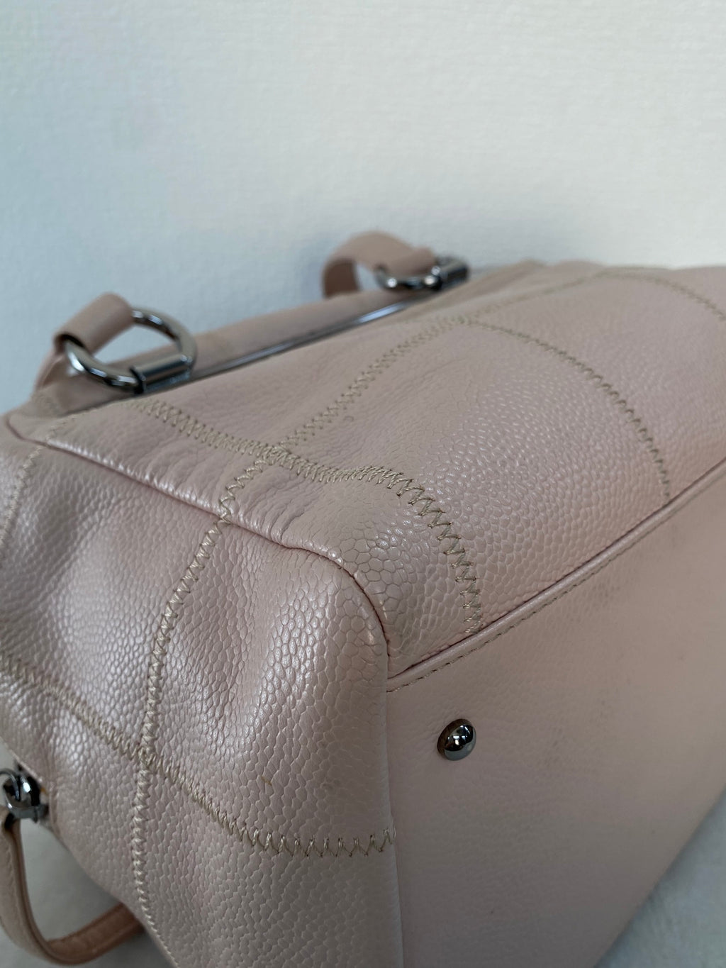 CHANEL Pink Leather Bowling Handbag