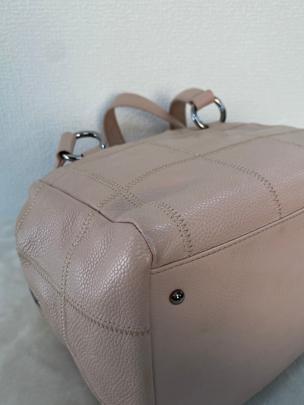 CHANEL Pink Leather Bowling Handbag