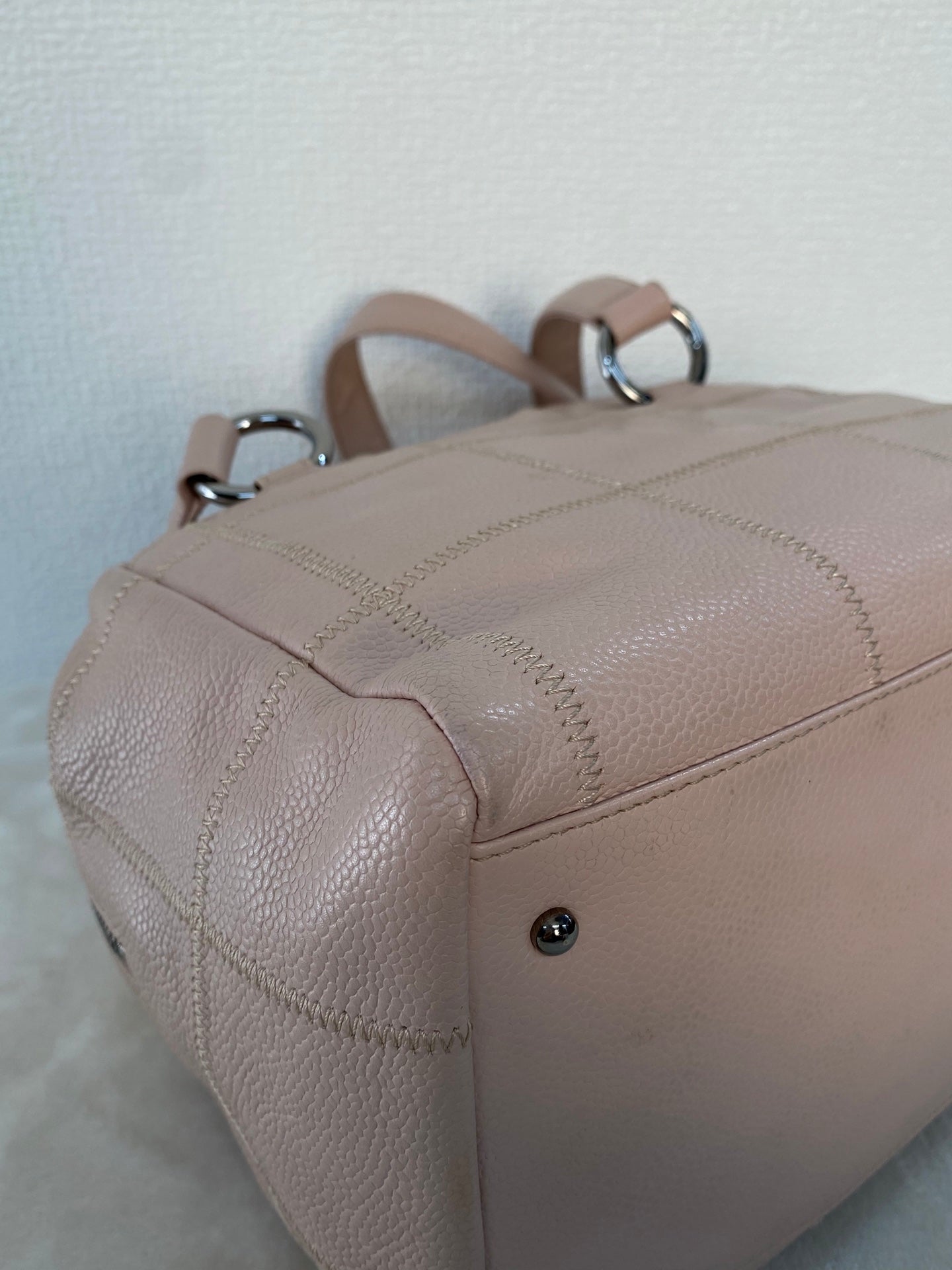 CHANEL Pink Leather Bowling Handbag
