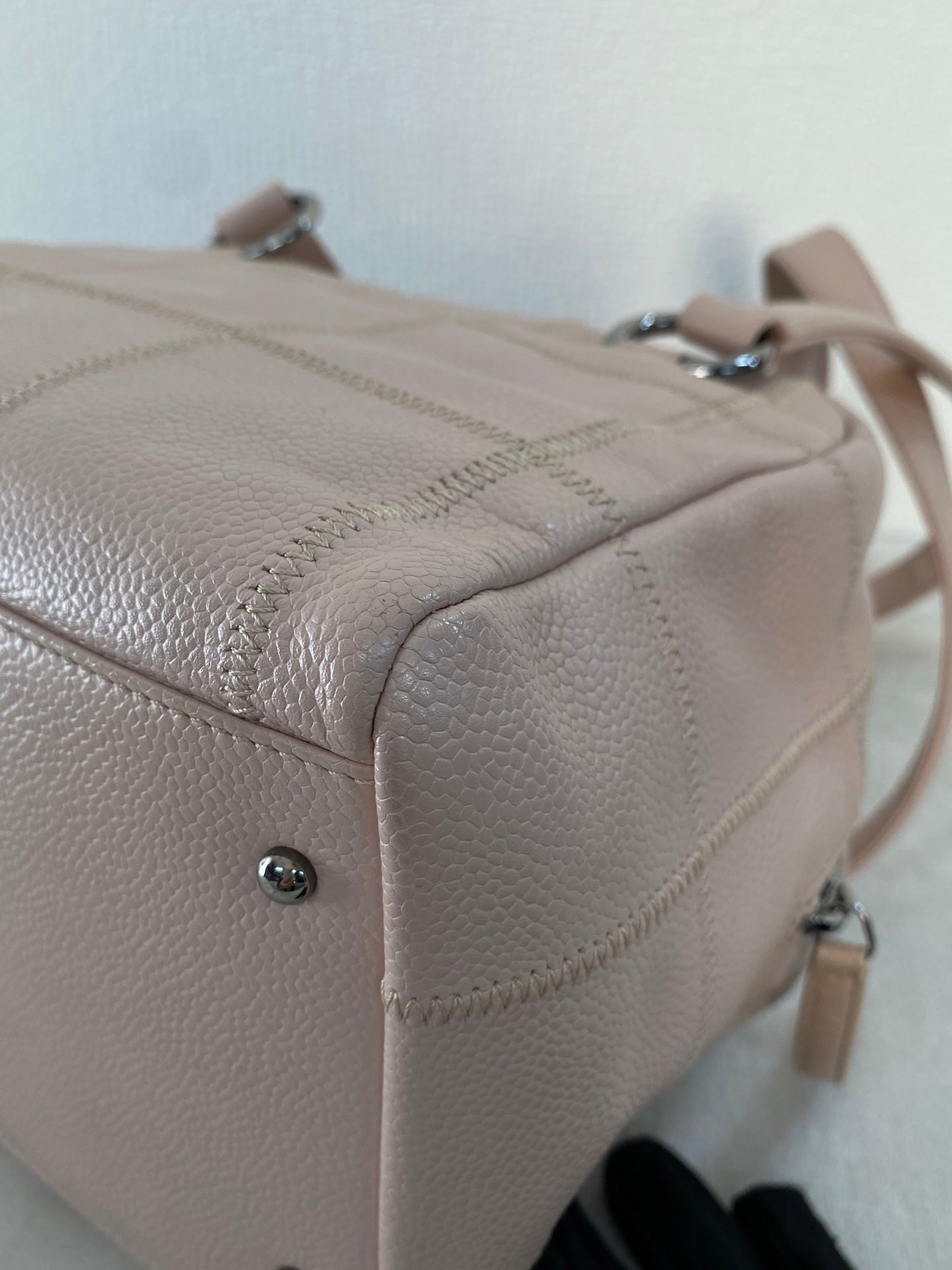 CHANEL Pink Leather Bowling Handbag