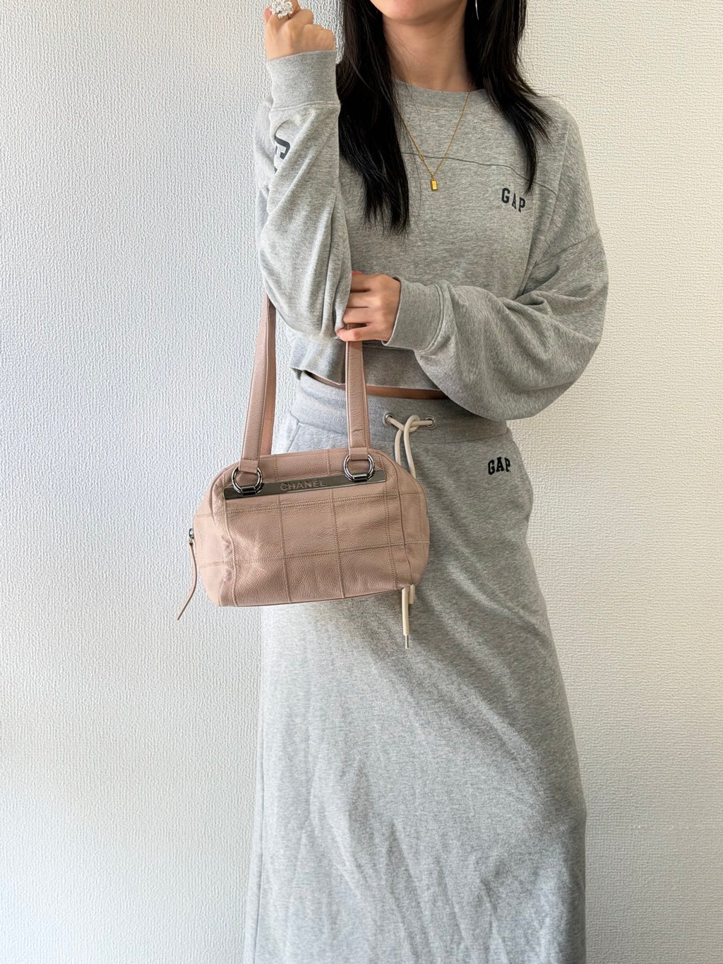 CHANEL Pink Leather Bowling Handbag