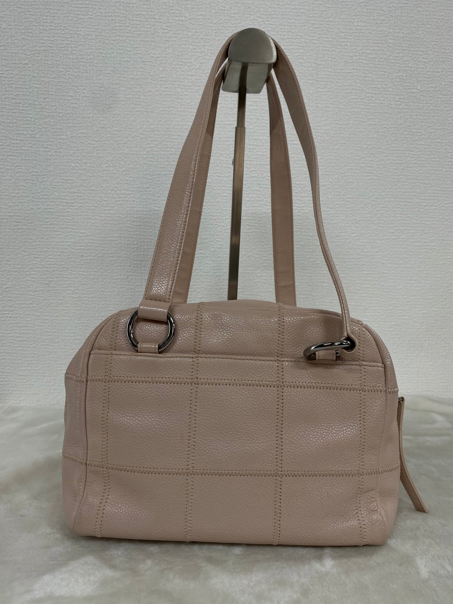 CHANEL Pink Leather Bowling Handbag