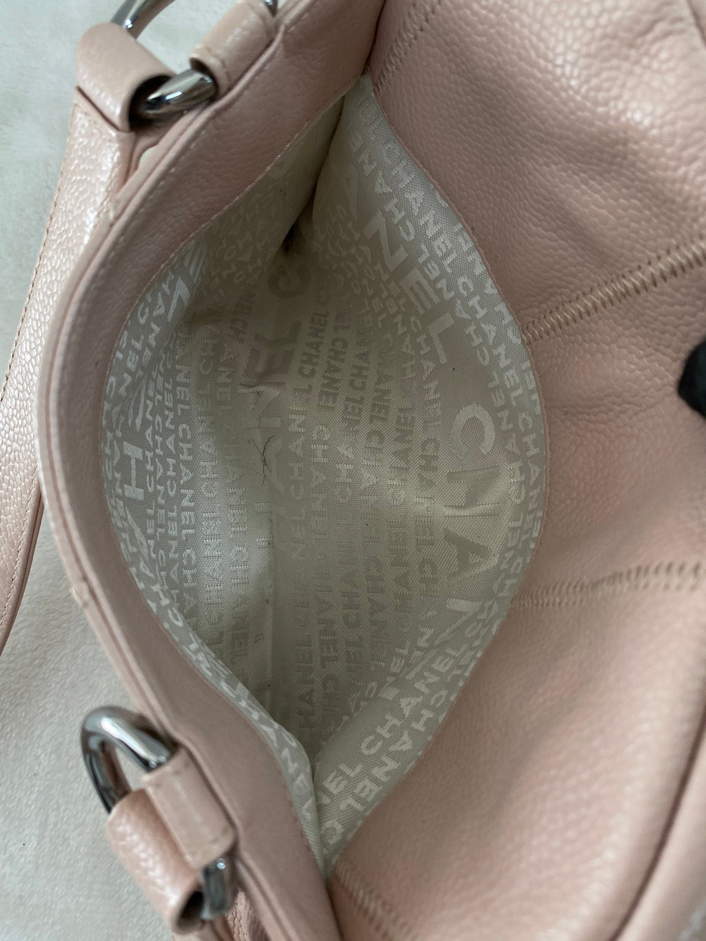 CHANEL Pink Leather Bowling Handbag