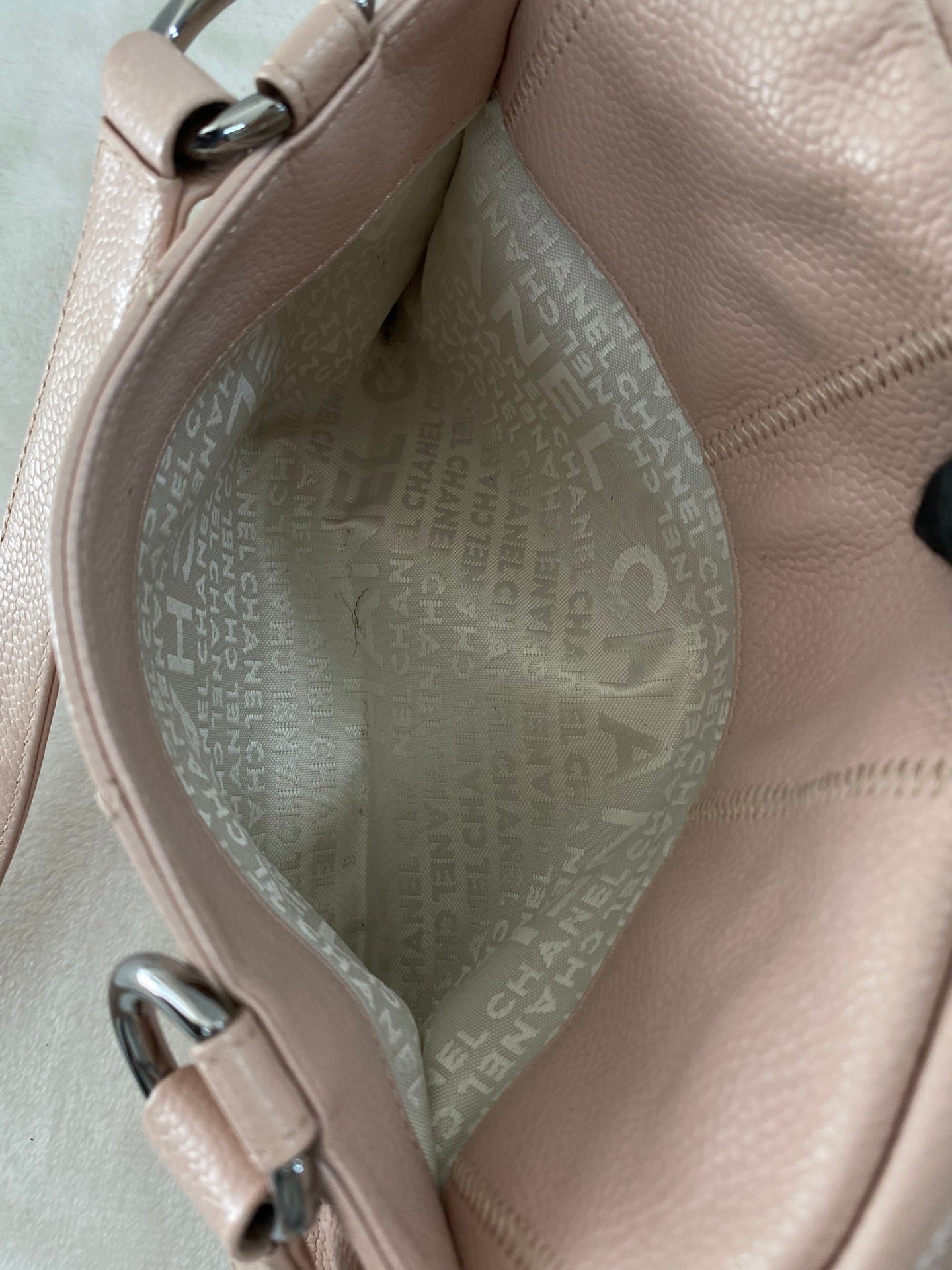 CHANEL Pink Leather Bowling Handbag